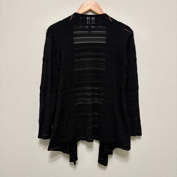 41 Hawthorn Variegated Pointelle Stitch Open Cardigan - Black, XL - Picture 6 of 7